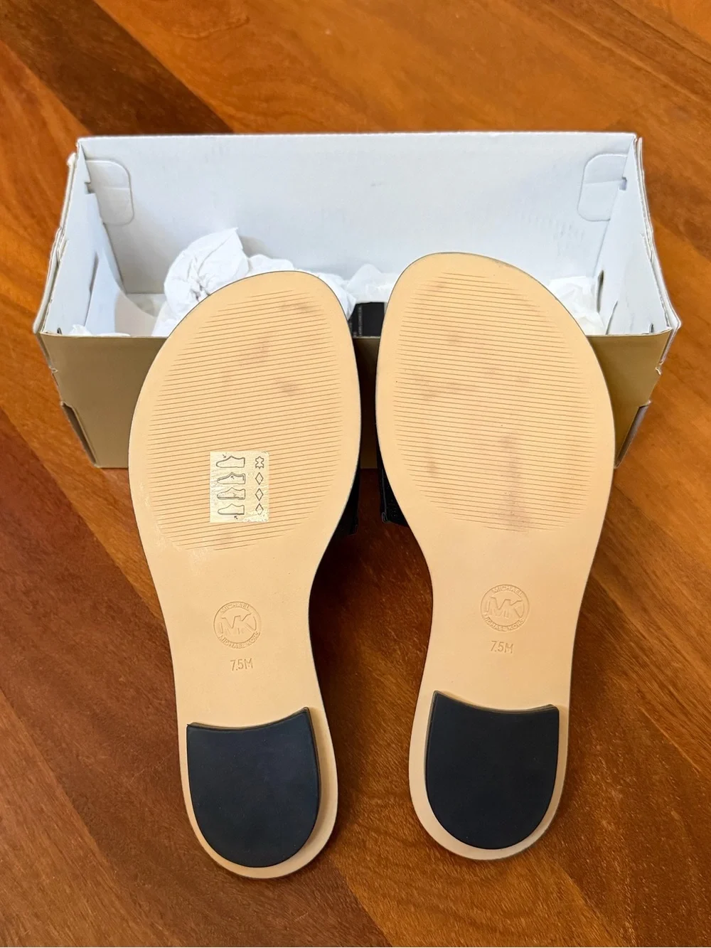 Deanna Cutout Leather Slide Sandal Size 7.5 M Black